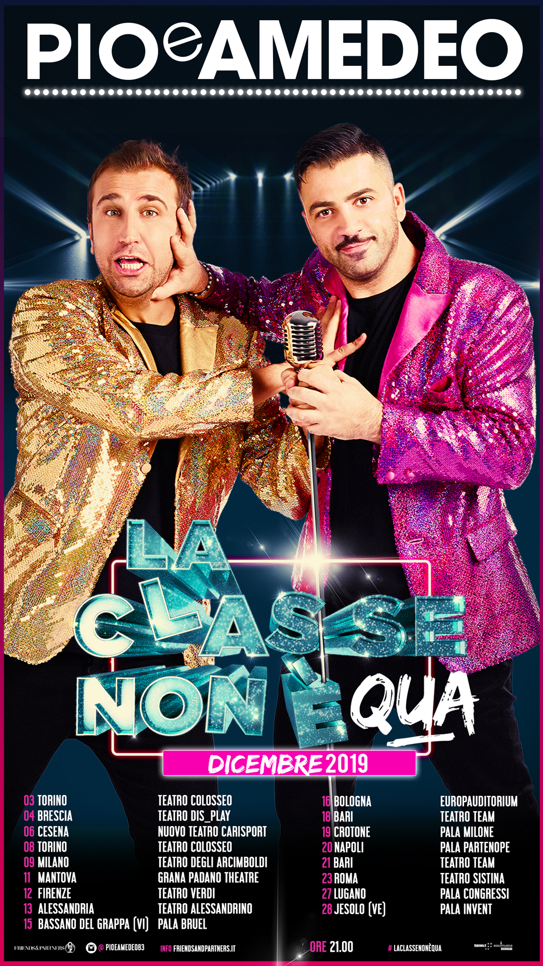 Pioe Amedeo il 19 dicembre al PalaMilone di Crotone con lo show “La classe non è acqua”