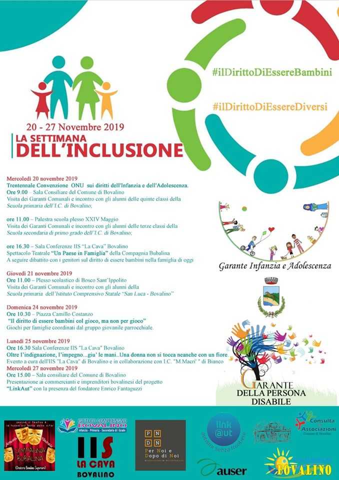 Dal 20 al 27 novembre "La Settimana dell'Inclusione"