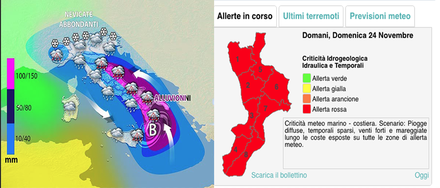 Meteo: Nubifragi in atto, allerta Rossa della Protezione civile. Ecco dove