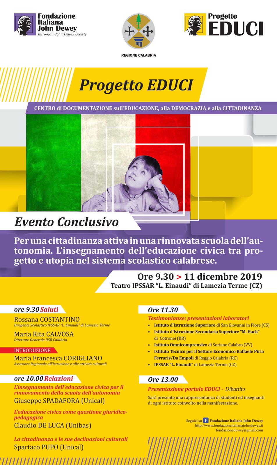 Domani a Lamezia l’evento conclusivo del Progetto Educi
