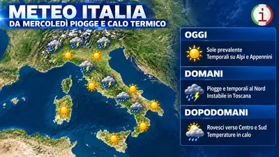 Meteo Italia, svolta da mercoledì con temporali e deciso calo delle temperature