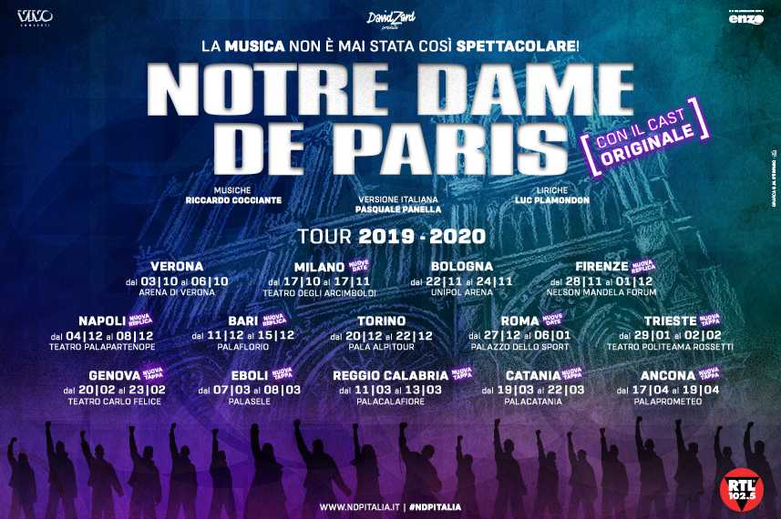 Prevendite a gonfie vele per Notre Dame de Paris a Reggio Calabria dall’11 al 13 marzo