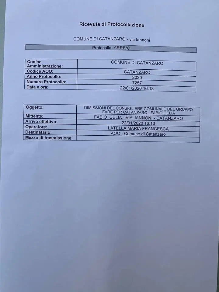 "Gettonopoli" Catanzaro. Ufficializzate le dimissioni del consigliere Fabio Celia