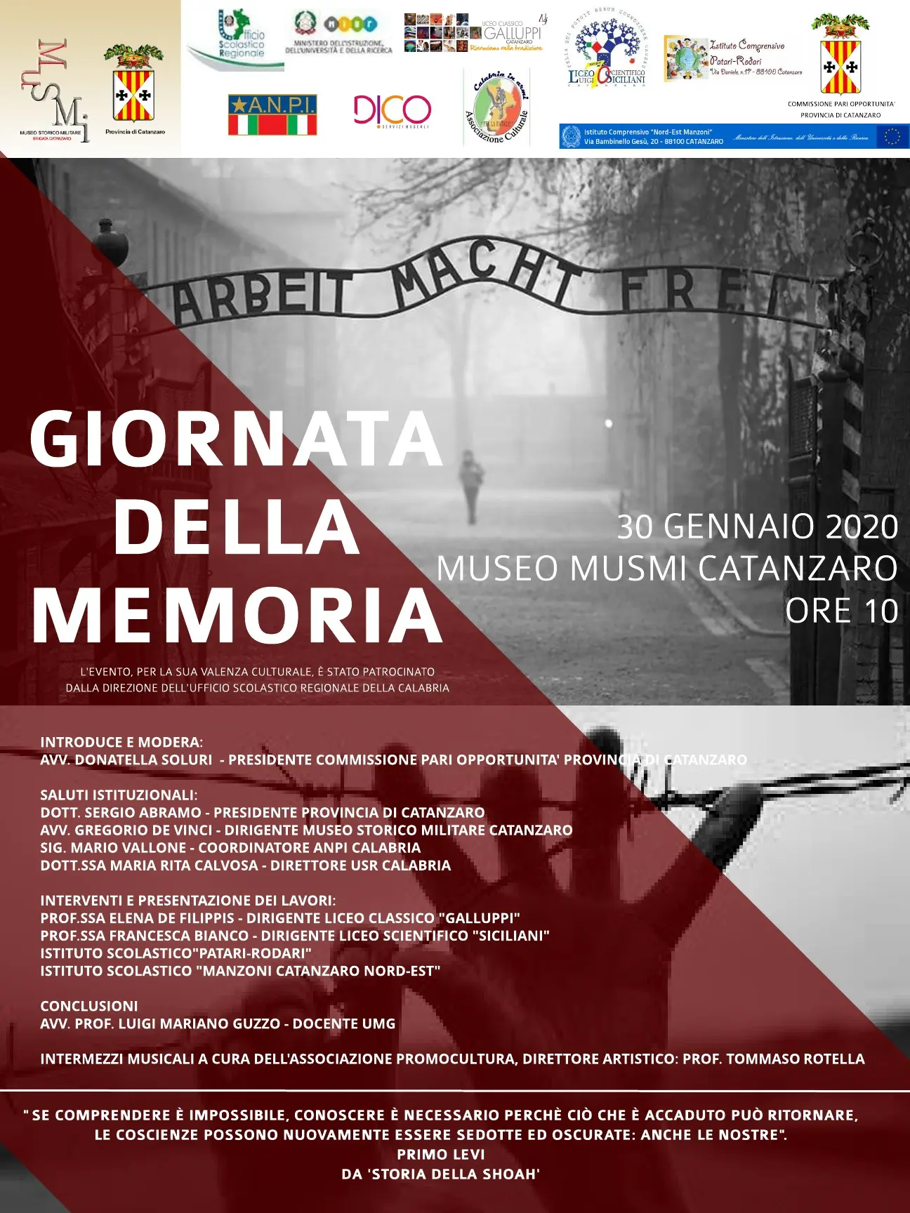 Giornata della memoria, domani al Musmi iniziativa organizzata dalla provincia di Catanzaro