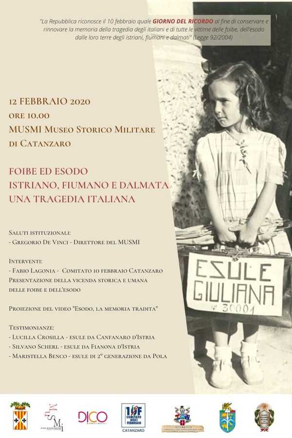 Fobie ed esodo: Al Musmi di Catanzaro, un evento per ricordare una tragedia italiana