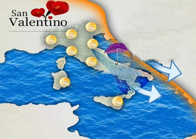 Meteo: San Valentino, innamorati sotto una dolce temperatura. Ecco la previsione