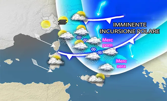 Meteo:  incursione Polare, ecco tutte le previsioni fino al weekend su Nord, Centro, Sud e Isole