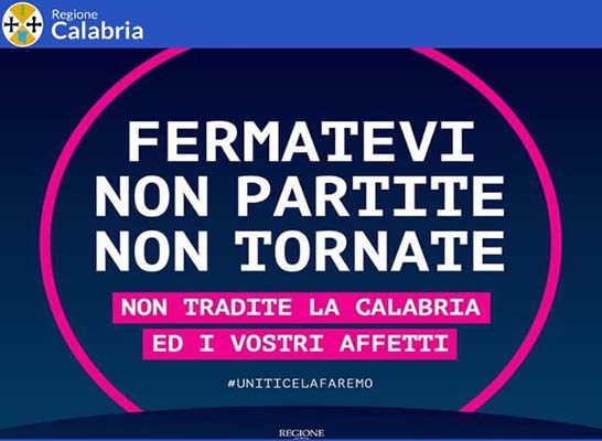 Coronavirus. Santelli: dalla zona Rossa "Non partite fermatevi"