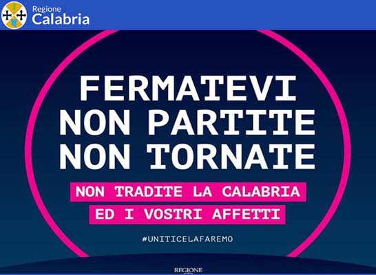 Coronavirus. Santelli: dalla zona Rossa "Non partite fermatevi"