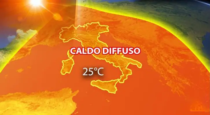 Meteo Caldo diffuso su tutte le regioni, punte fino a 25°C. Previsioni su Nord, Centro, Sud e Isole