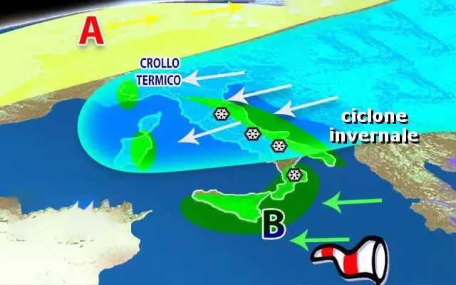 Meteo: Da Lunedì gelo, poi Ciclone con Neve in Pianura. Previsione su Nord, Centro, Sud e Isole