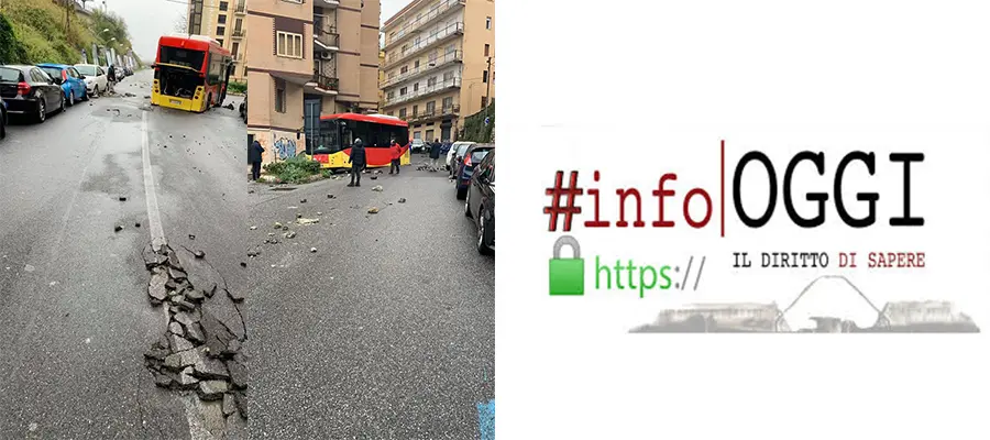 Maltempo: Catanzaro, Autobus sprofonda in voragine in via A. Turco (Video)