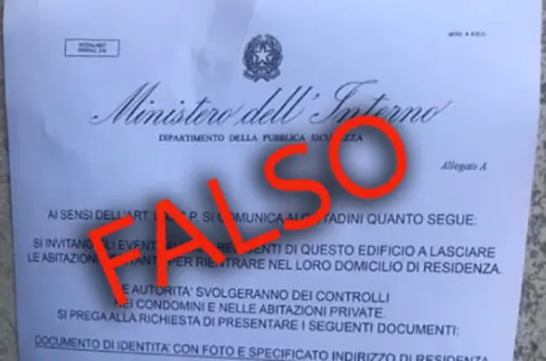 Covid-19: La Polizia, Attenti A Un Falso Volantino Nei Palazzi #CONDIVIDETE