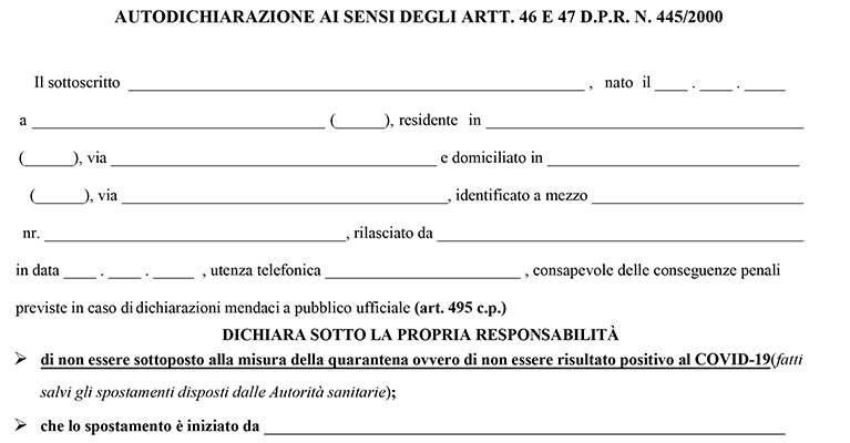 Fase 2 dal 4 maggio: autocertificazione, come compilare modulo ‘Spostamenti: congiunti e fidanzati’