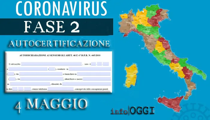 Fase 2. Da domani nuovo modulo per l'autocertificazione 'Scarica QUI PDF modulo'