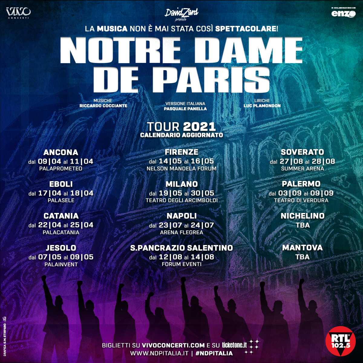 Summer Arena 2021, ci sarà “Notre Dame de Paris”. Il musical dei record in scena il 27-28 agosto