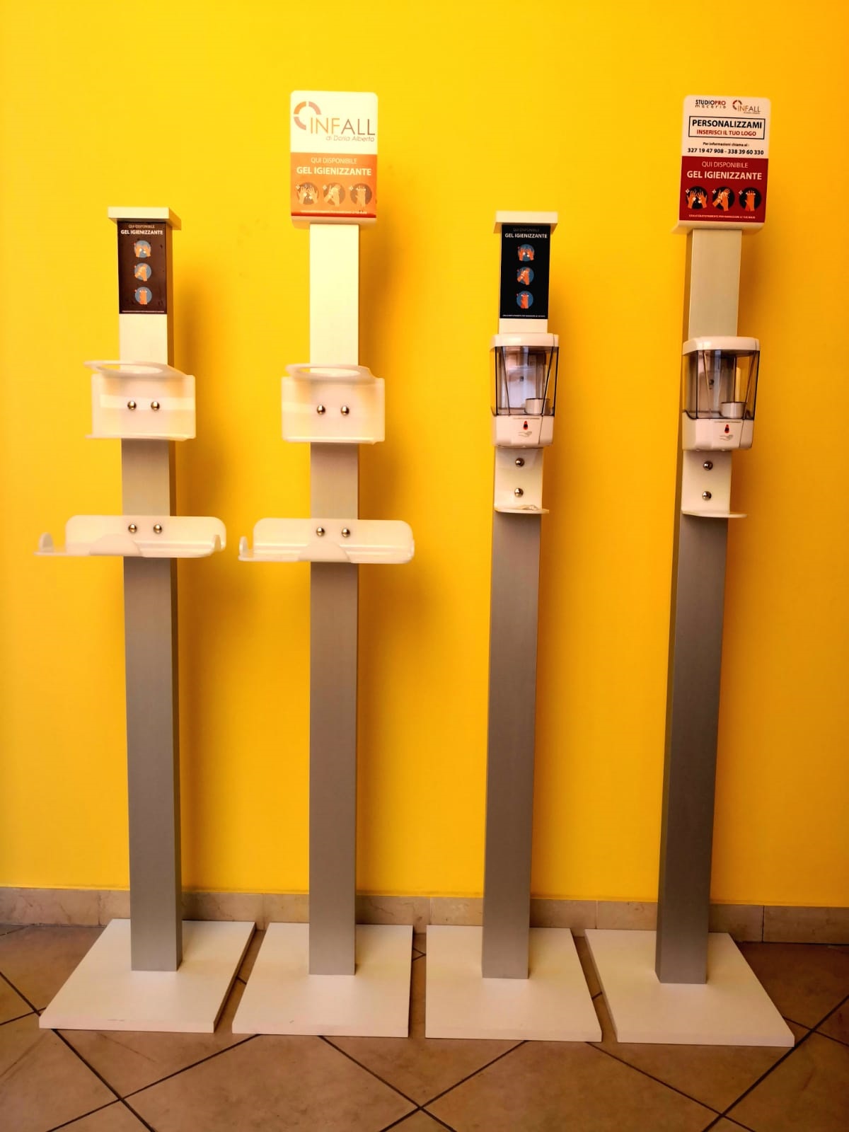 Doria Group: Pronta per combattere il Covid-19. Prevenzione e protezione. Piantana con dispenser