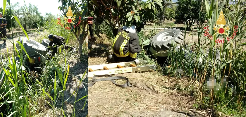 Tragedia a Cassano trattore travolge e uccide il conducente sul posti i VVF e Cc