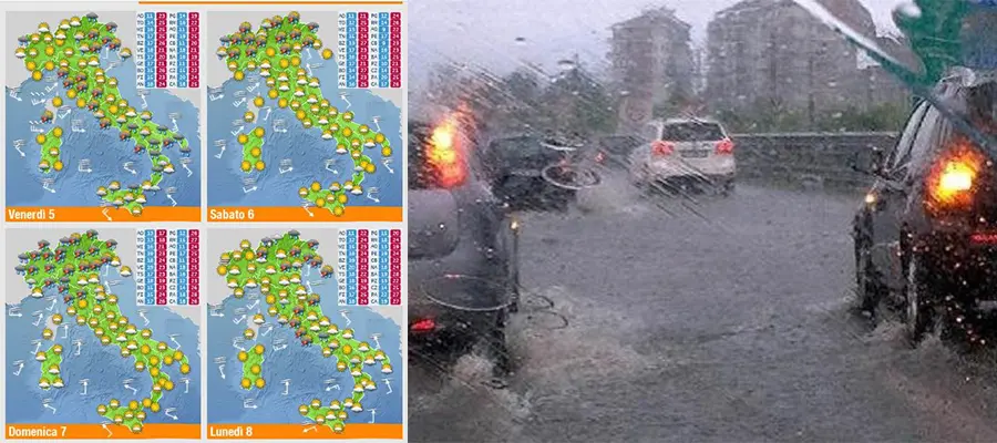 Meteo: Temporali crollo termico. Scatta l'allerta arancione/gialla della Protezione Civile