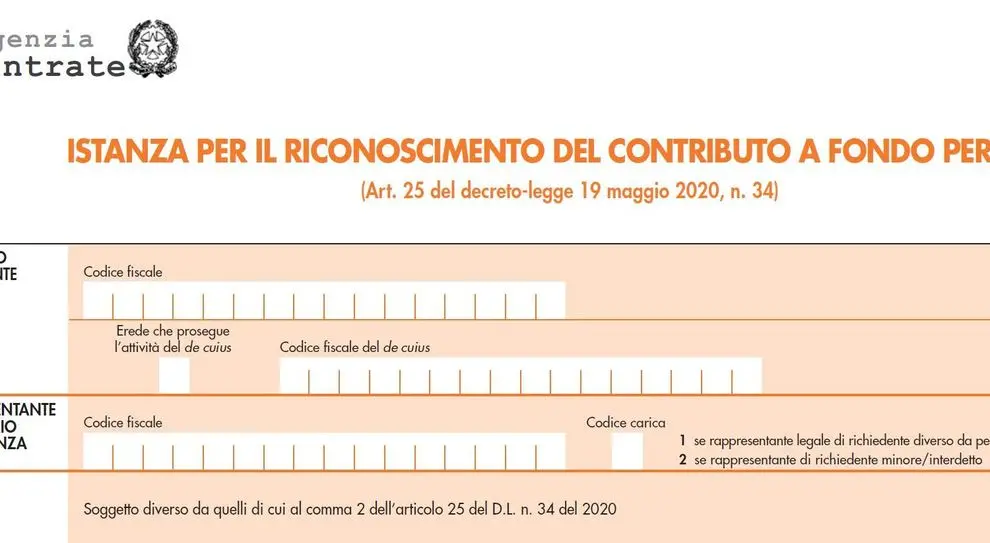 Pronto il modello per chiedere il contributo a fondo perduto Ecco i passi da compiere. 'Scarica Pdf'