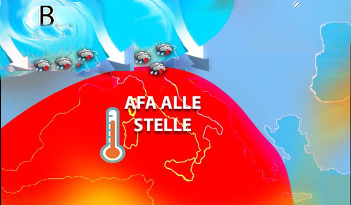 Meteo: fino a Giovedì temperature a 42°C, ma pure grandine, ecco dove