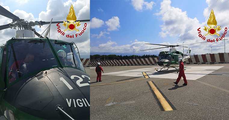 Reparto volo VVF di Lamezia Terme (CZ) e l’elicottero AB412, denominato “Drago VF123”