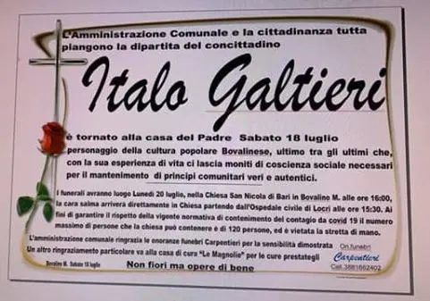 Bovalino piange il “suo Italo”. Oggi i funerali
