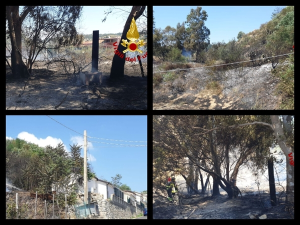 Vasto incendio vicino abitazione a Sellia Marina sul posto i VVF. Foto