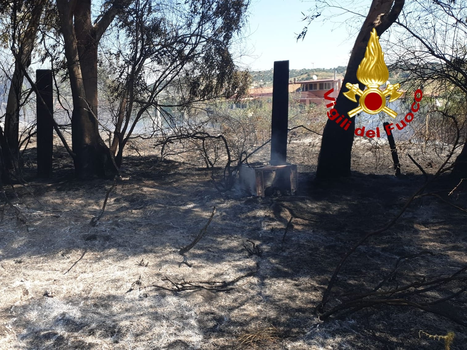 Vasto incendio vicino abitazione a Sellia Marina sul posto i VVF. Foto
