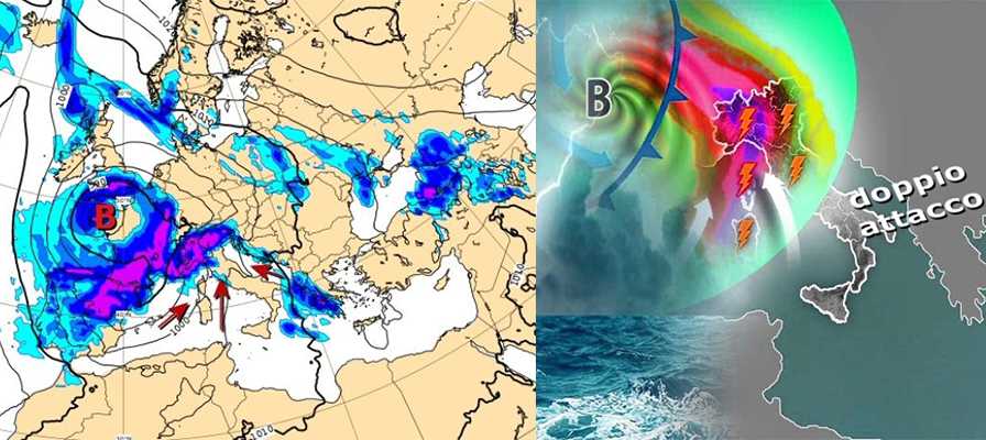 Allerta Meteo. Weekend con ciclone sull'Italia: Nubifragi, Tempeste di Vento! Ecco l’evoluzione