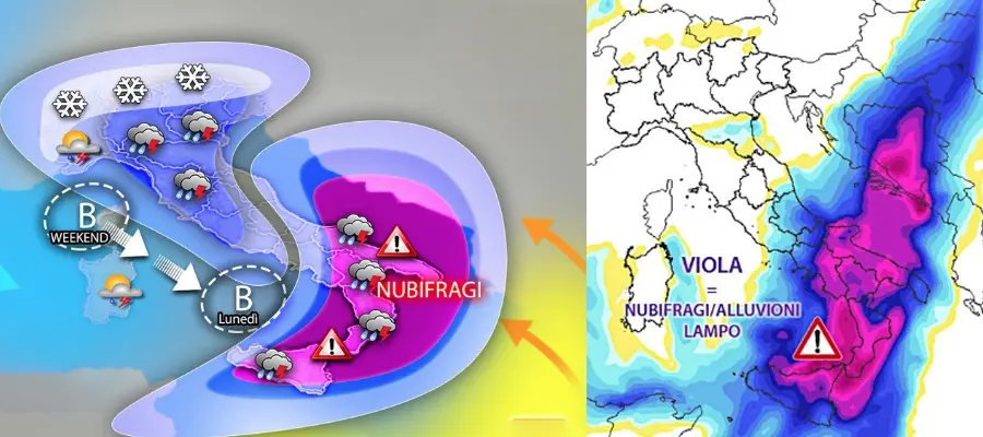 Meteo: Weekend e prossima settimana, fase brutta di maltempo ecco dove con l’evoluzioni e previsioni