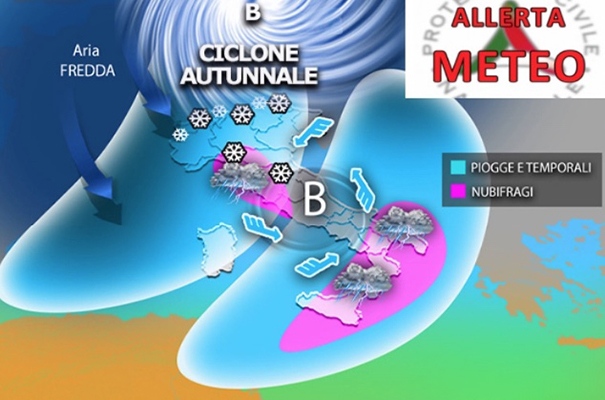 Meteo: Allerta Centro-Sud nell’occhio del Ciclone. Ecco l’evoluzione con previsioni
