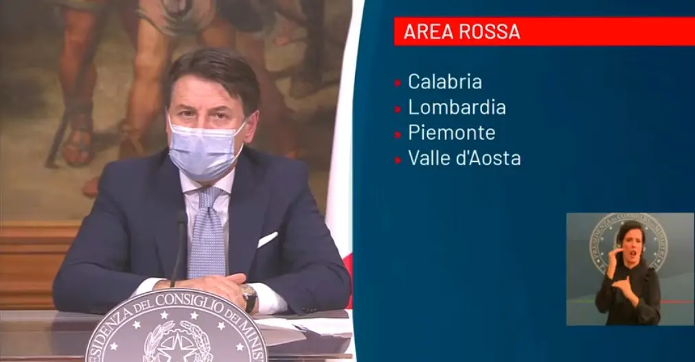 Dpcm, Presidente Conte: nuovi Restrizioni  in Zona Rossa, Gialla e Arancione in vigore da venerdì