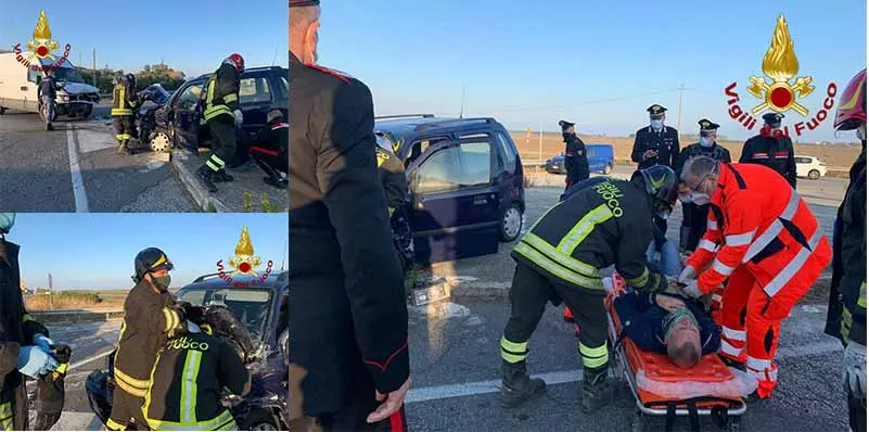 Incidente stradale, scontro frontale in loc. Bucchi Crotone, necessario l’intervento dei Vvf, 118