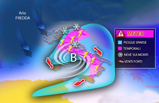 Meteo: l'alta pressione cede all’irruzione islandese con temporali, vento e freddo. Il dettaglio