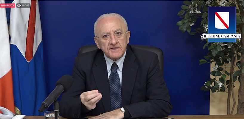 Covid. Campania, Presidente Vincenzo De Luca: "Parole molto pesanti sui ministri" diretta VIDEO