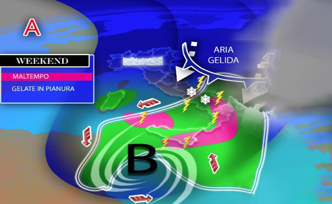 Meteo: Weekend tempestoso con nevicate e gelate in pianura. Ecco l’evoluzione