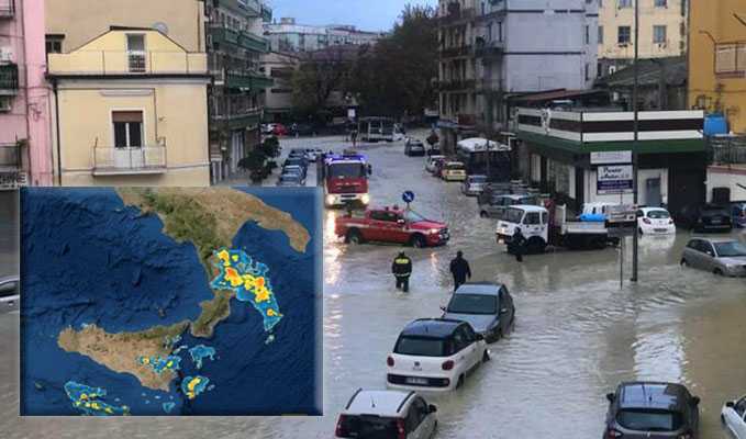 Meteo: Ciclone mediterraneo al Sud, Nubifragi e Venti Forti. Evoluzione prossime ore