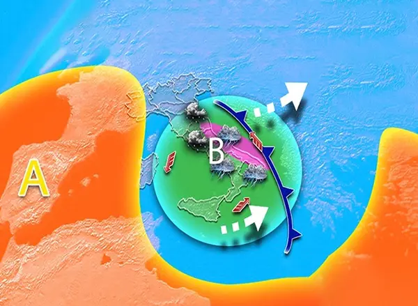 Meteo: Domenica, ciclone con probabile bombe d’acqua e vento forte. Ecco l’evoluzione