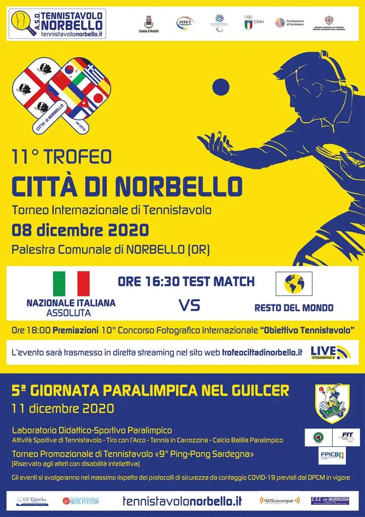 Tennistavolo Norbello: Trofeo Internazionale e Giornata Paralimpica nel Guilcer tra l'8 e l'11 dice