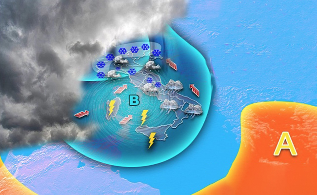 Meteo: arriva ondata di nubifragi, tornano neve in pianura e vento. L’evoluzione con previsioni