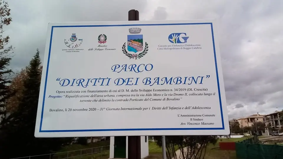 Maesano: "Stiamo realizzando il nostro programma. Inaugurato il Parco "Diritti dei bambini" (VIDEO)