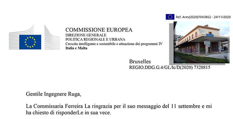 La commissione Europea risponde al Comitato per il recupero della stazione di Catanzaro sala