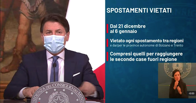 Covid. Premier Conte: il dettaglio sulle restrizioni "Zona Rossa da 24 al 6 . Diretta streaming