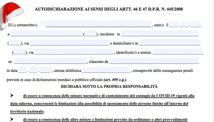 Covid, spostamenti, scarica l'autocertificazione editabile di Natale 2020