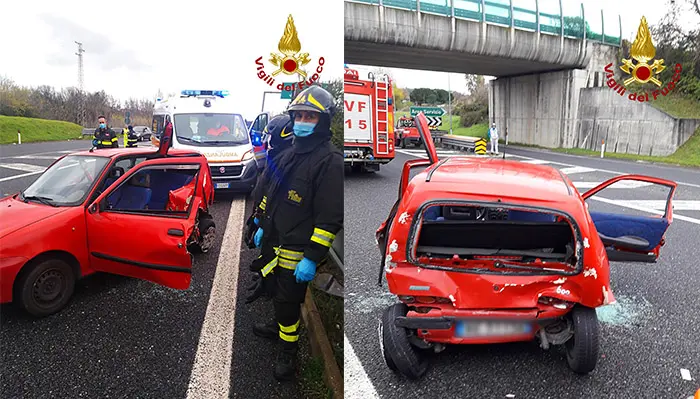 Autostrada A2 incidente stradale, bilancio un ferito intervento dei Vvf E 118