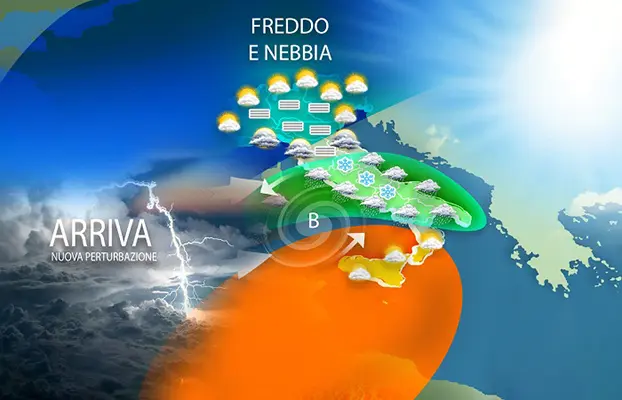 Meteo: Freddo e Nebbia, arrivo una perturbazione con piogge e nevicate. Le Previsioni