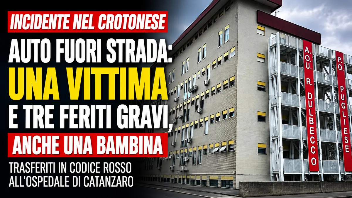 Incidente a Steccato di Cutro, auto fuori strada sulla SP63: una donna muore e tre persone restano ferite