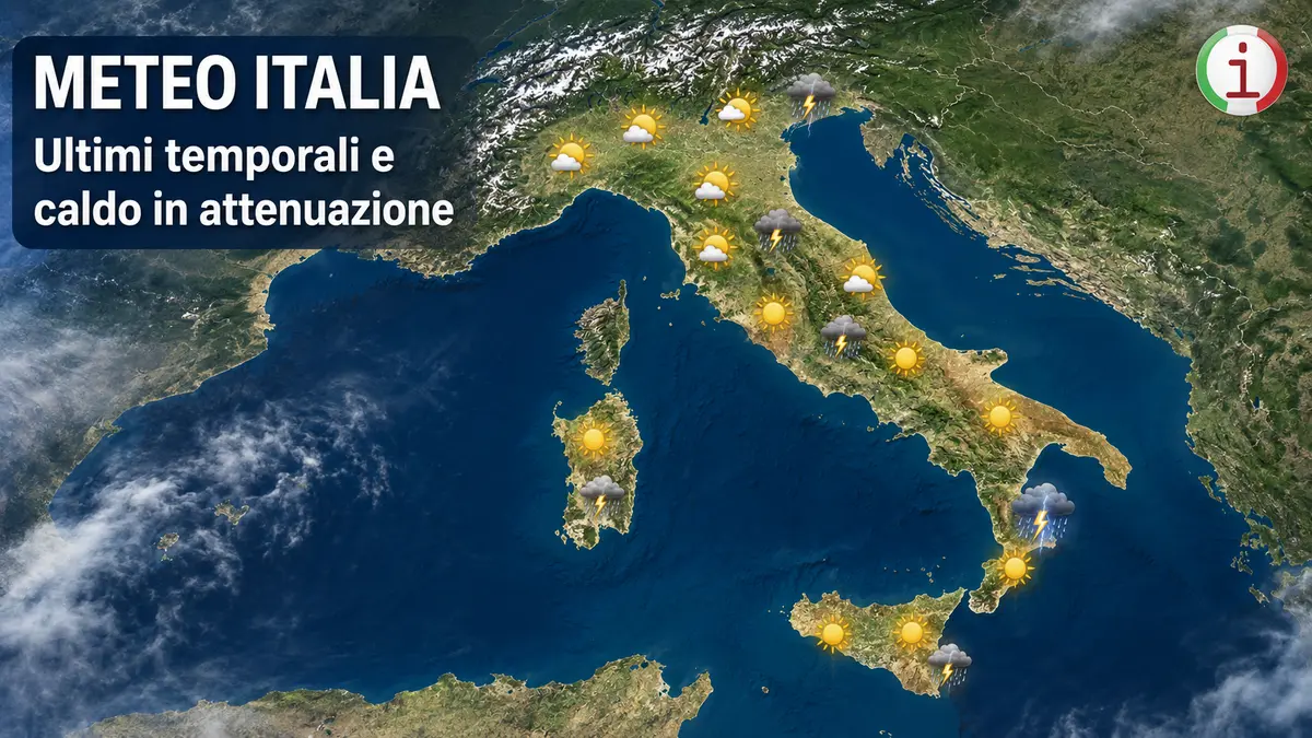 Meteo Italia, ultimi temporali al Nord e caldo in calo ma al Sud si sfiorano ancora i 40 gradi