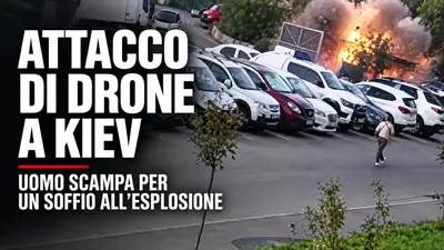 Attacco di drone a Kiev: uomo scampa per un soffio all'esplosione